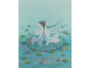 Insomnia〜不眠症の睡蓮(絹本着彩 F6号)2015